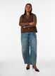 Meshbluse med lange &aelig;rmer, Brun, Model image number 1