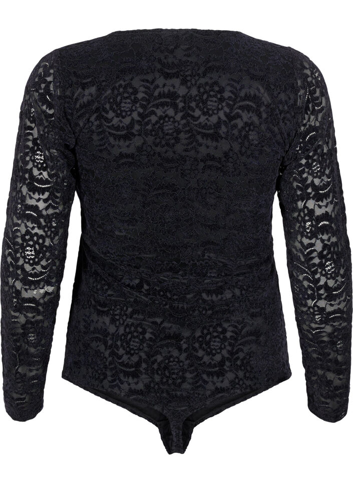 Blondebodystocking med lange ærmer, Black, Packshot image number 1