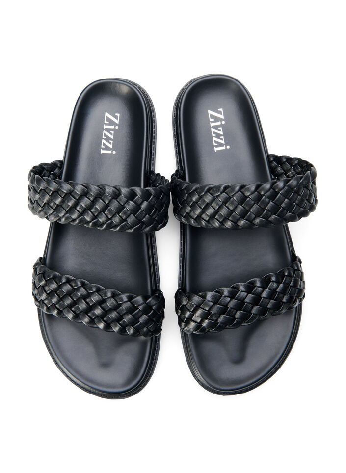 Wide fit - Sandal i læder, Black, Packshot image number 3