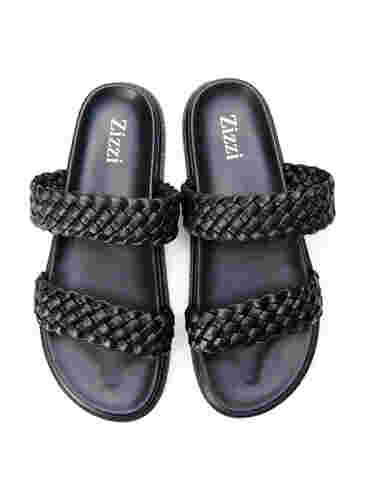 Wide fit sandal i læder, Black, Packshot image number 3