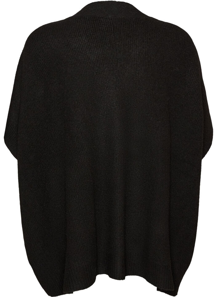Cardigan med &aring;ben front og vide &aelig;rmer, Sort, Packshot image number 1