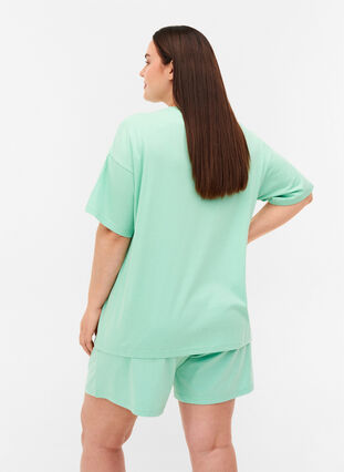 Løse bomulds shorts med lommer, Lichen, Model image number 1