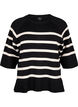 3/4 ærmet strikbluse med striber, Black Birch Stripes, Packshot image number 0