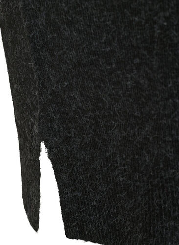 Strikkjole med slids i ærmerne, Dark Grey Melange, Packshot image number 4