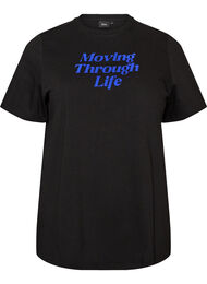 T-shirt i bomuld med tekstprint, Sort