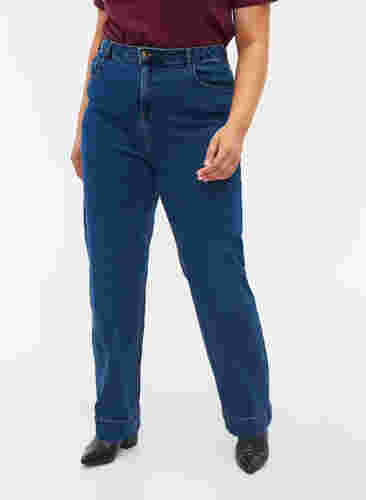Regular fit Megan jeans med ekstra høj talje, Blue denim, Model image number 2