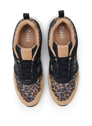Wide fit sneakers med leoprint, Leopard Print, Packshot image number 2