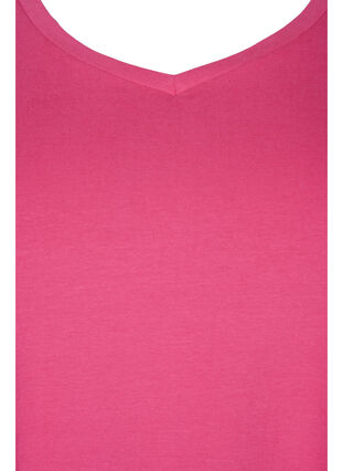 Ensfarvet basis t-shirt i bomuld, Hot Pink, Packshot image number 2