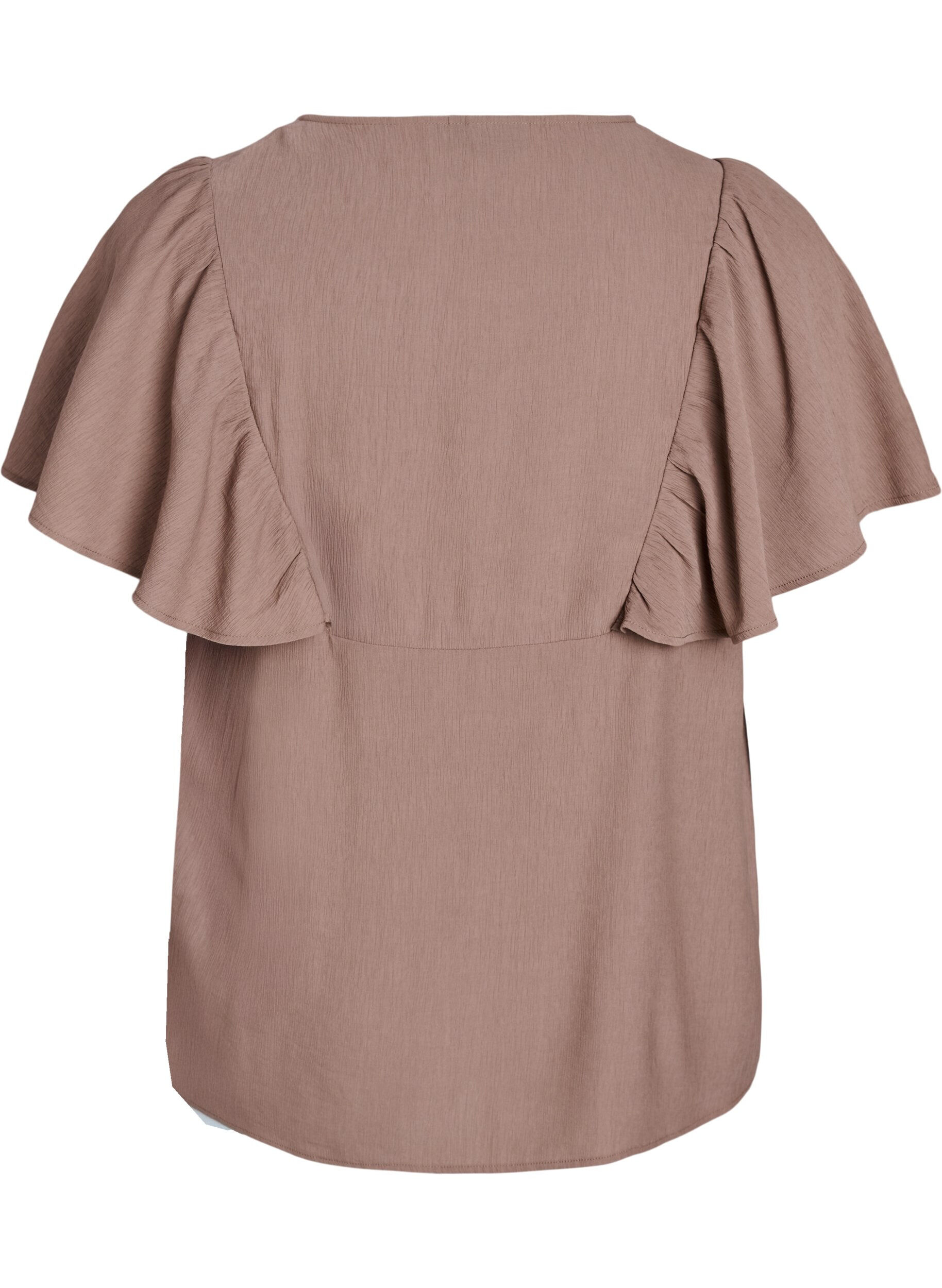 Zizzi Bluse med korte fl&aelig;se&aelig;rmer, Brun, Packshot image number 1