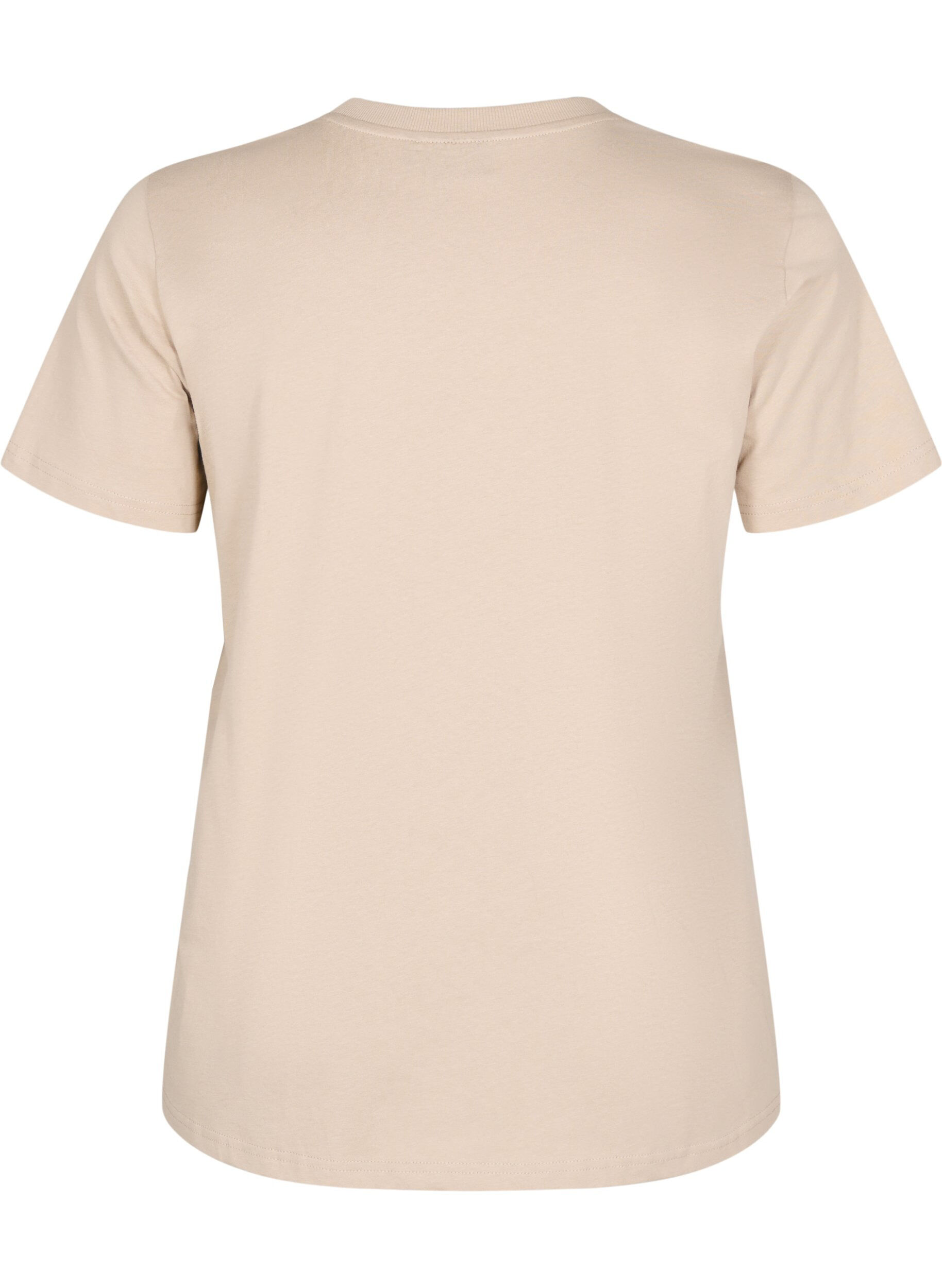 ZizziBasis t-shirt i bomuld med rund hals , Beige, Packshot image number 1