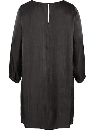 Kjole med shine og lange pufærmer, Black, Packshot image number 1