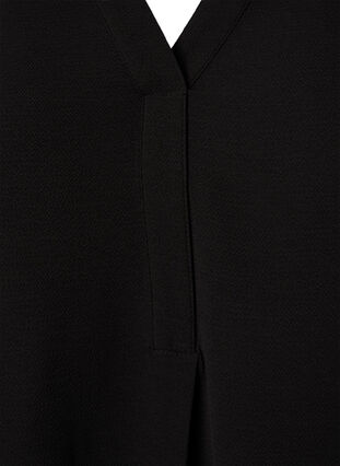 Ensfarvet bluse med v-hals, Black, Packshot image number 2