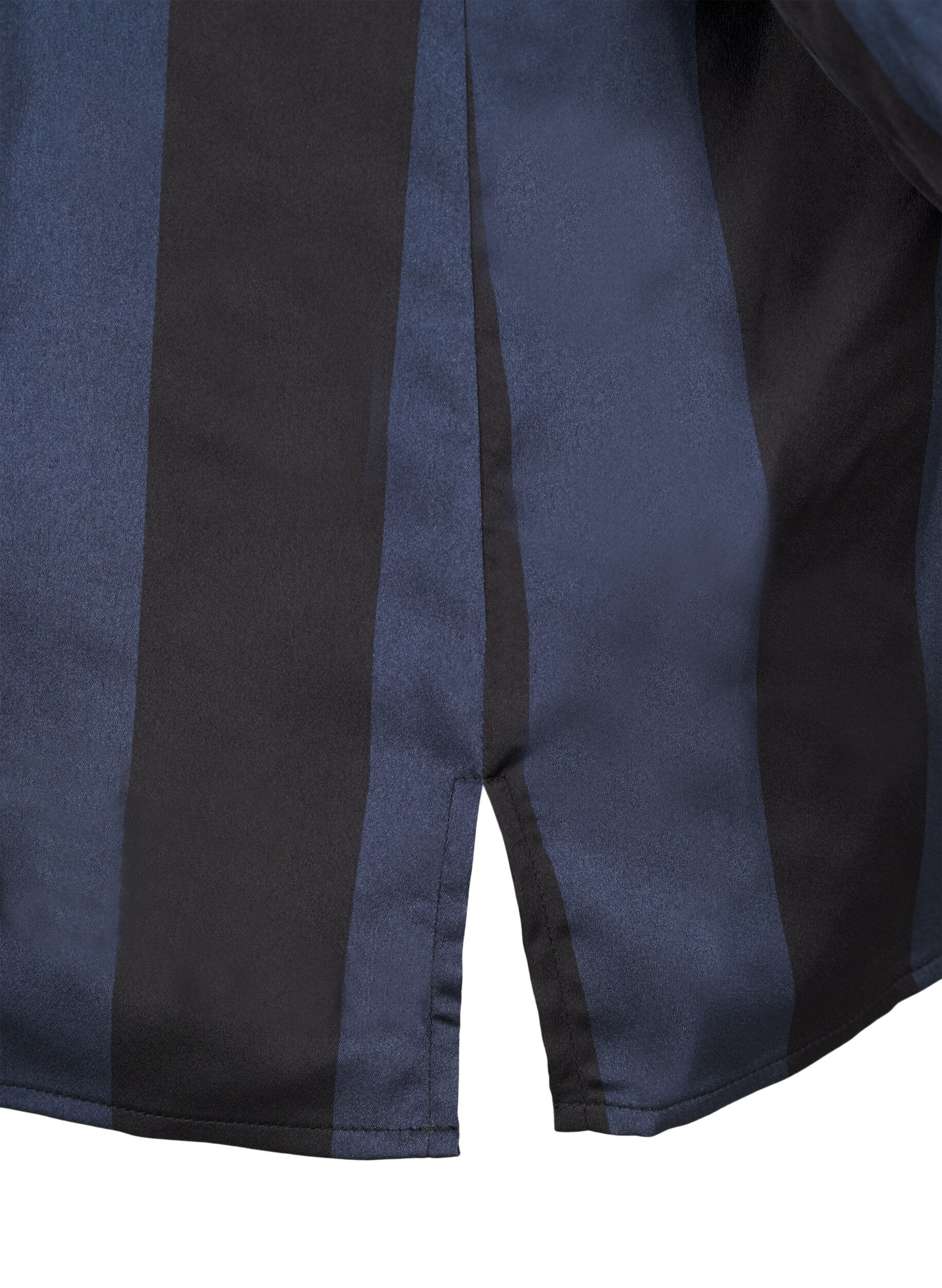 Zizzi Satinskjorte med striber, Spellbound w. Black, Packshot image number 3