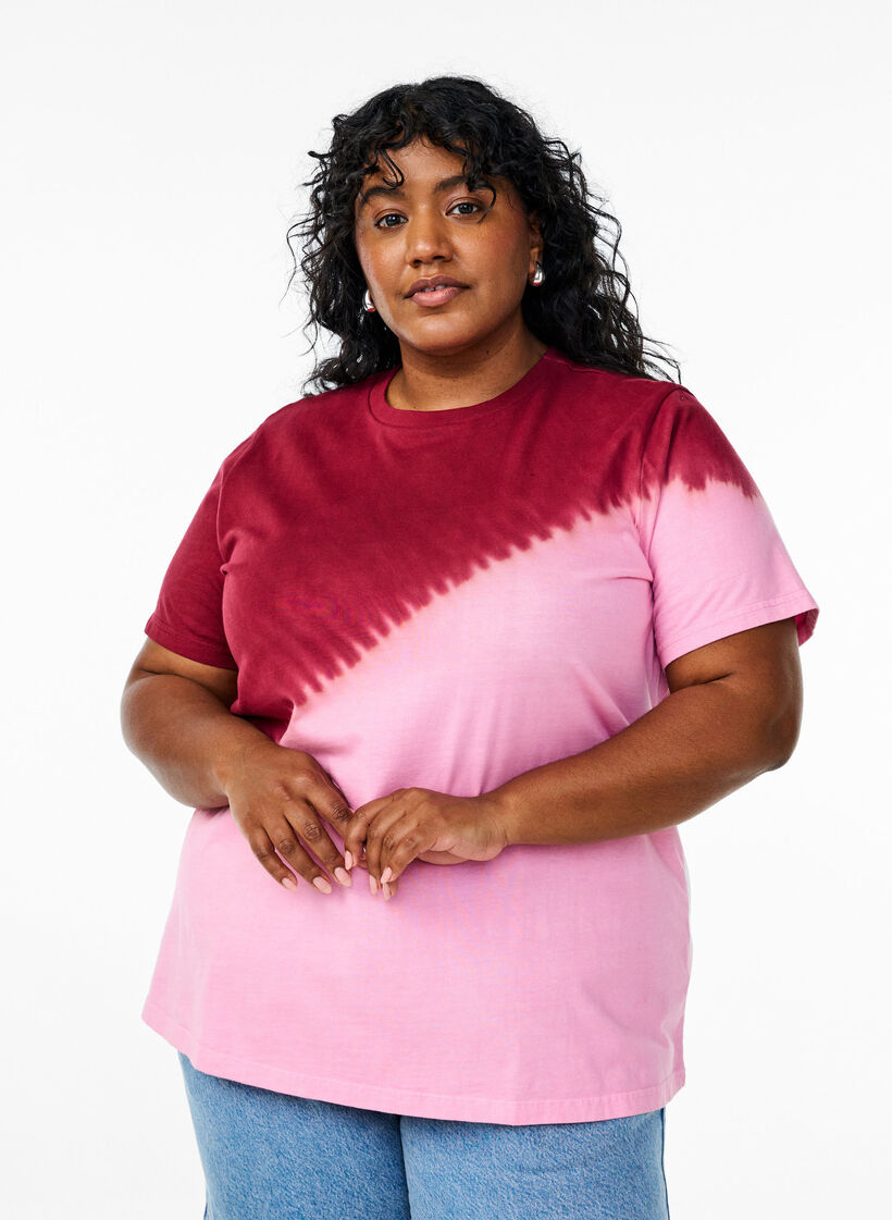 Dip dye t-shirt i økologisk bomuld, Rød, Model image number 0