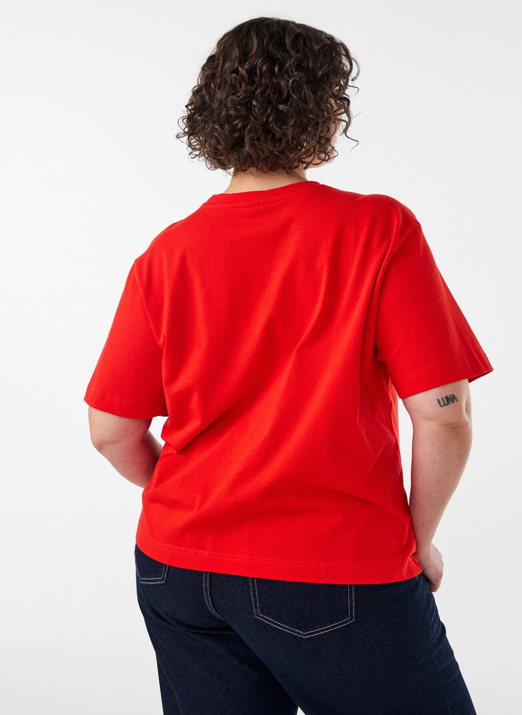 ZizziBoxy T-shirt i bomuld, R&oslash;d, Model image number 2
