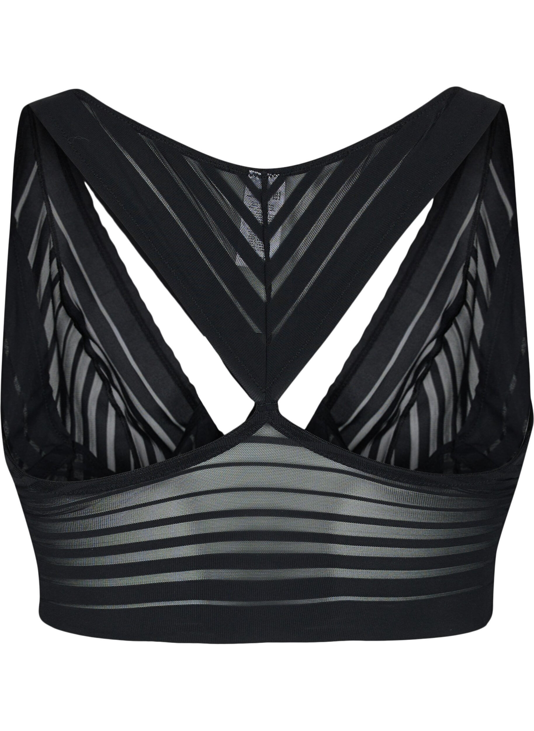 Zizzi Bh i stribet mesh , Black, Packshot image number 1