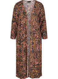 Lang printet kimono i viskose, Paisley AOP