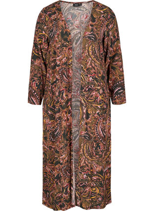 Lang printet kimono i viskose, Paisley AOP, Packshot image number 0