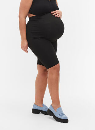 Tætsiddende graviditetsshorts i bomuld, Black, Model image number 2