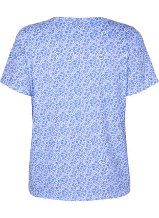 Blomstret bomulds t-shirt med v-hals, Ultramarine AOP, Packshot image number 1