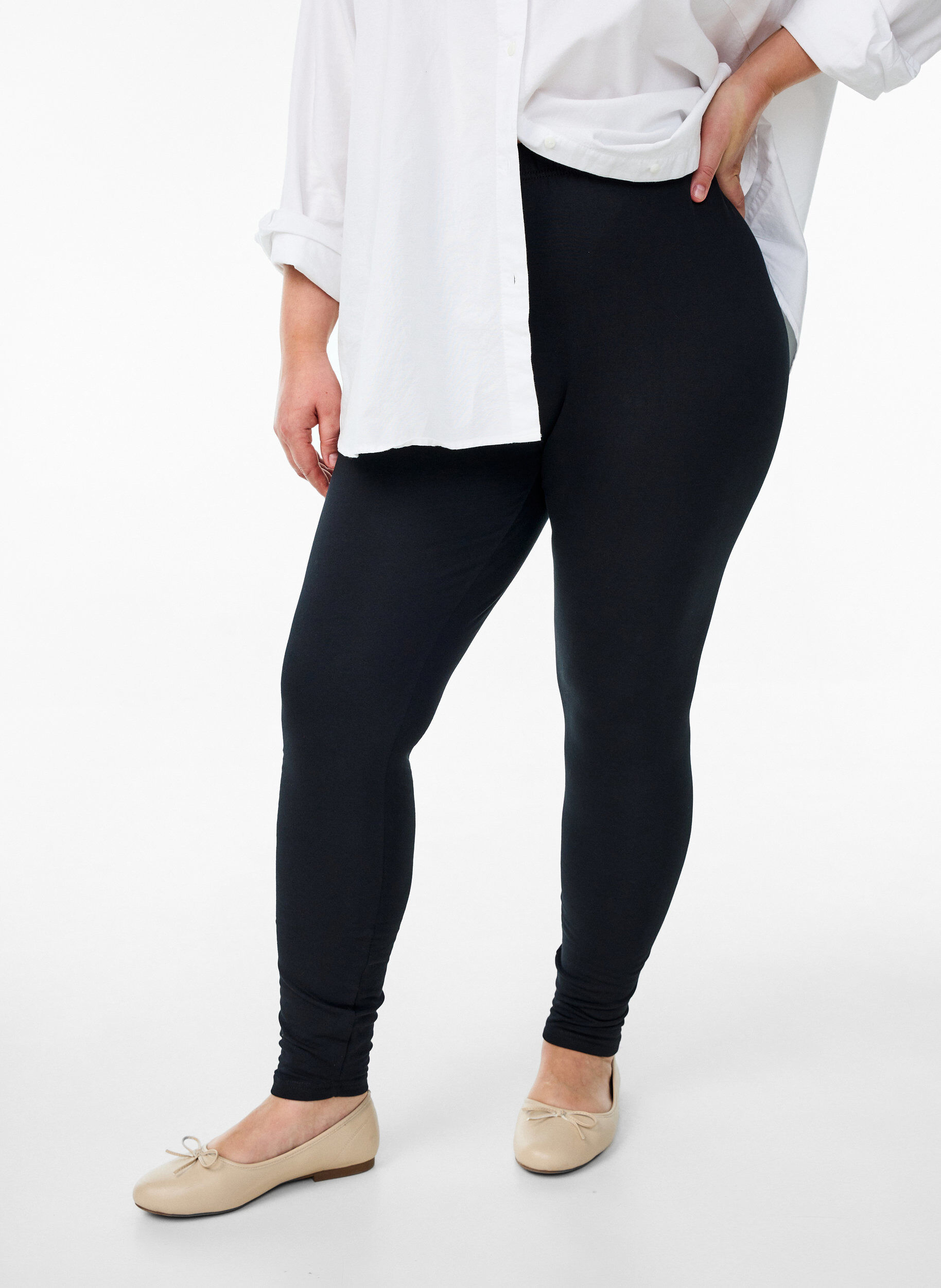 Leggings i bomuld med foer, Sort, Model