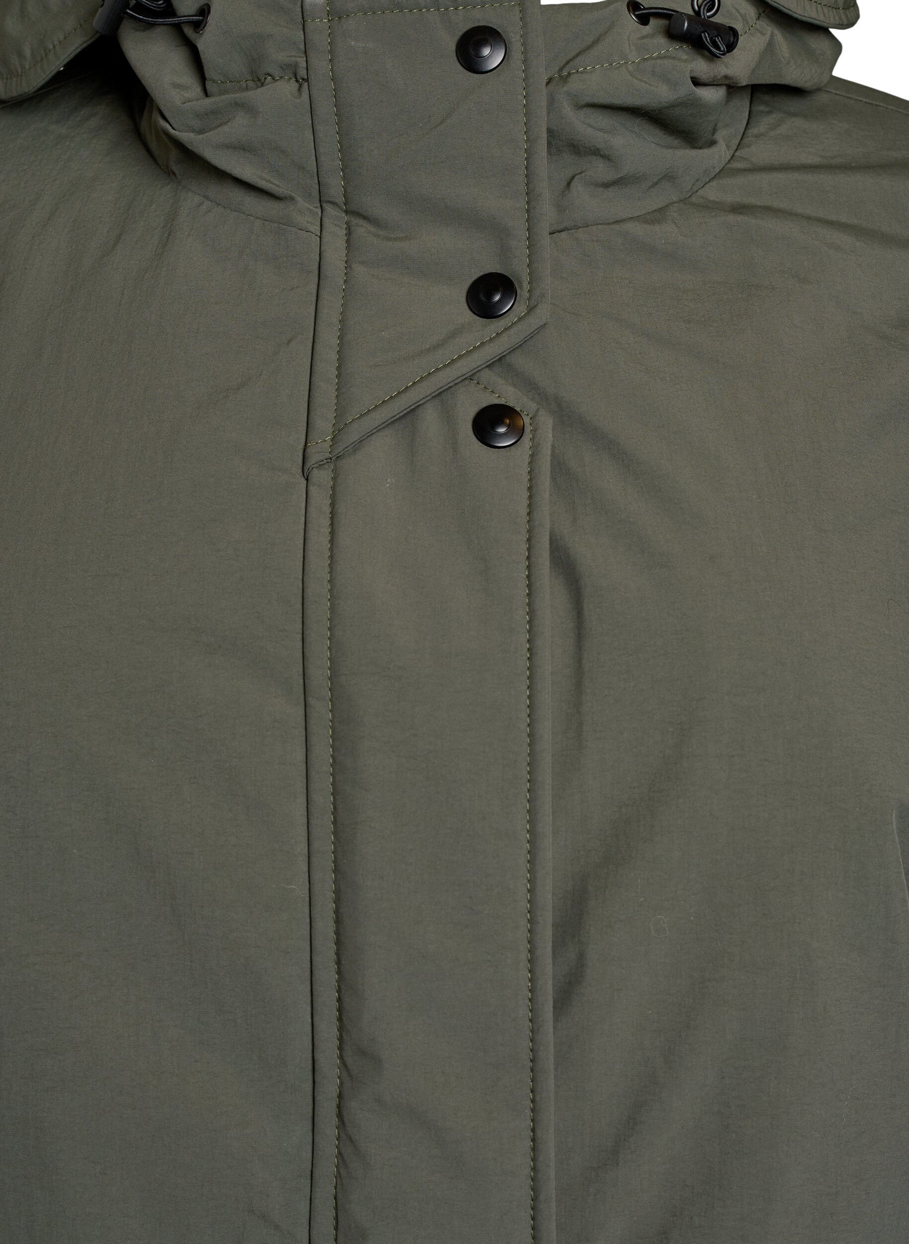 Zizzi Parkafrakke med h&aelig;tte og justerbar talje, Gr&oslash;n, Packshot image number 2