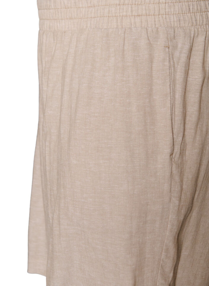 Shorts i h&oslash;r og viskose med h&oslash;j talje, Beige, Packshot image number 2
