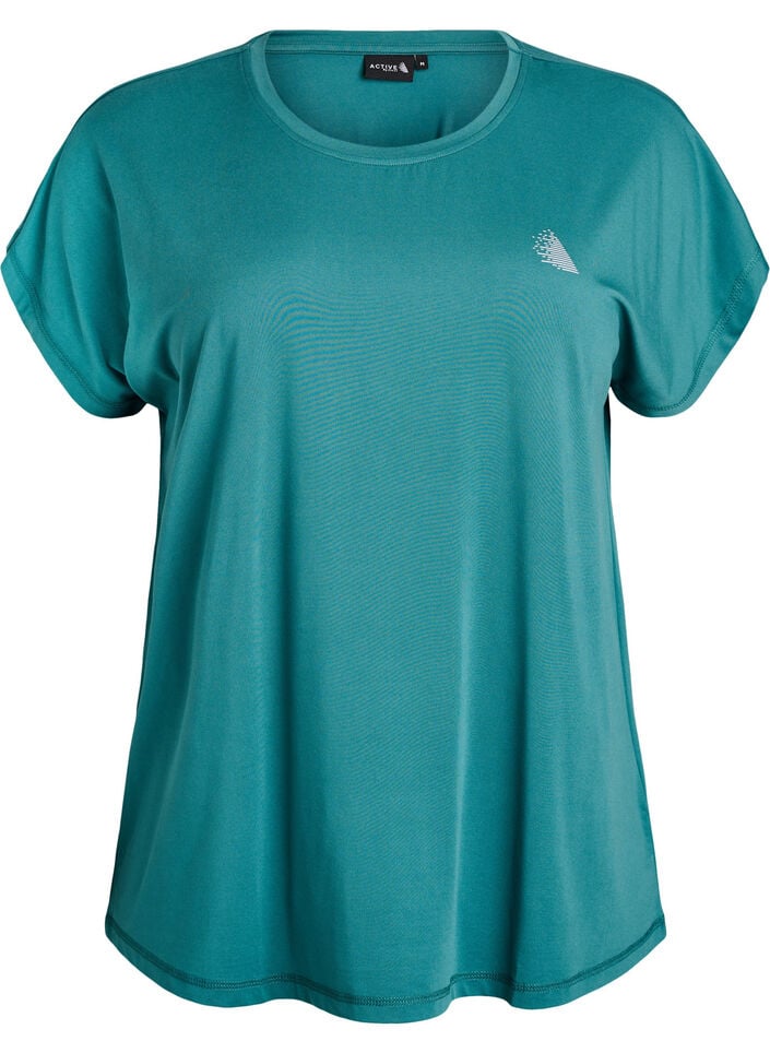 Ensfarvet tr&aelig;nings t-shirt, Bl&aring;, Packshot image number 0
