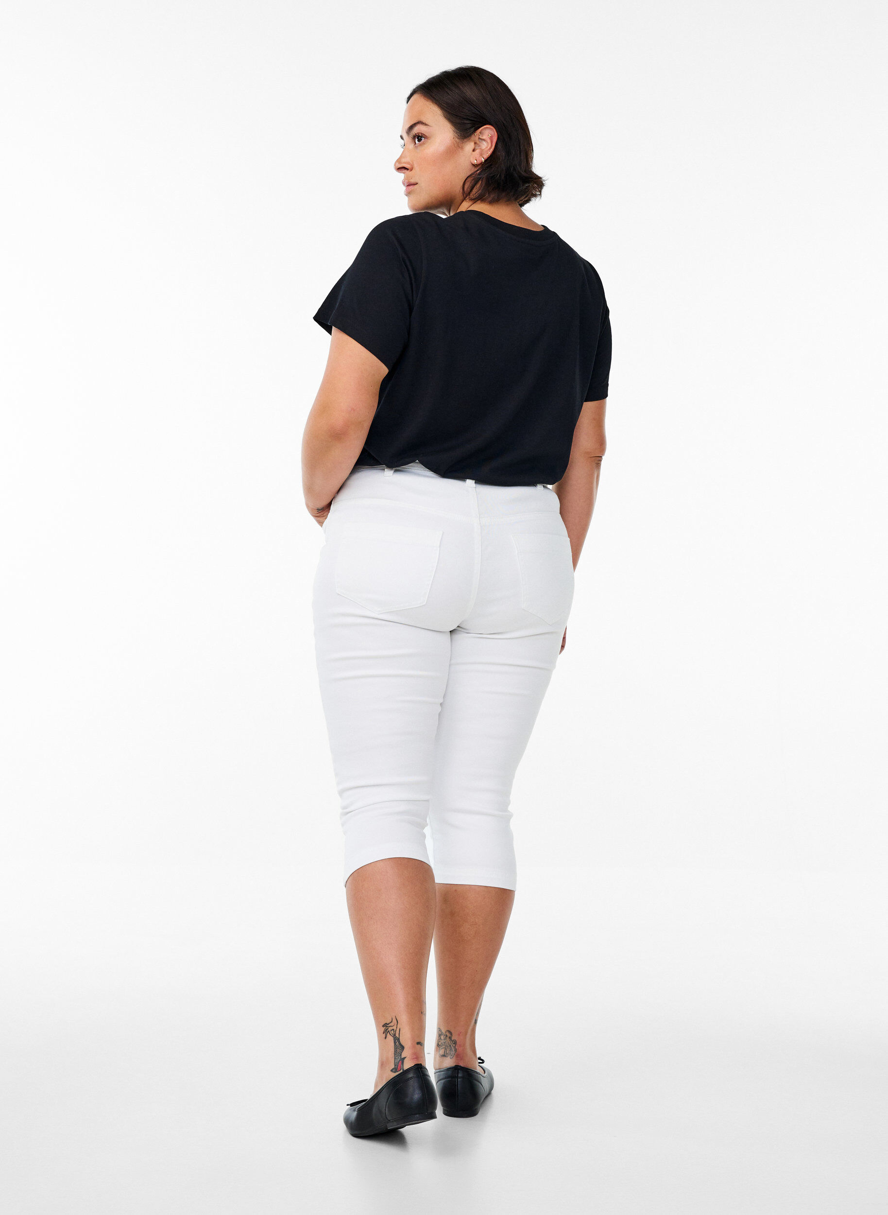 ZizziH&oslash;jtaljede Amy capri jeans med super slim fit, Hvid, Model image number 1