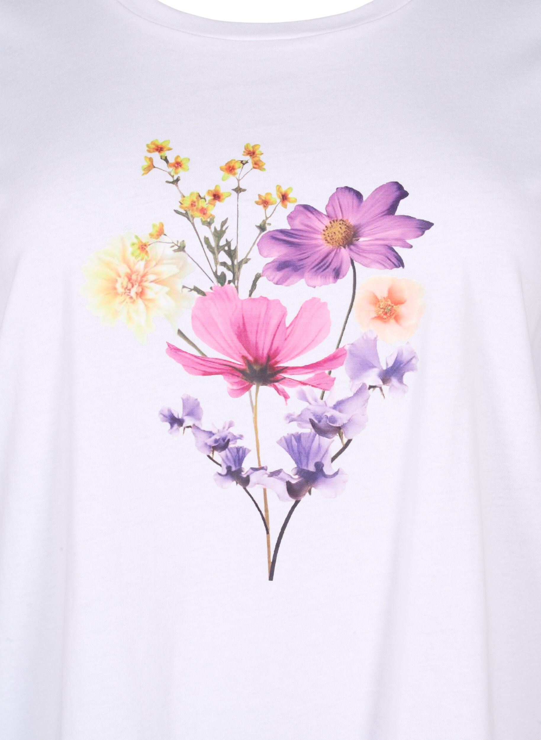 Zizzi T-shirts med blomster motiv, Bright W. w. Flower, Packshot image number 2