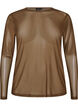 Meshbluse med lange &aelig;rmer, Brun, Packshot image number 0