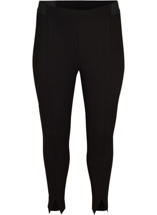 Cropped leggings med slids, Black, Packshot image number 0