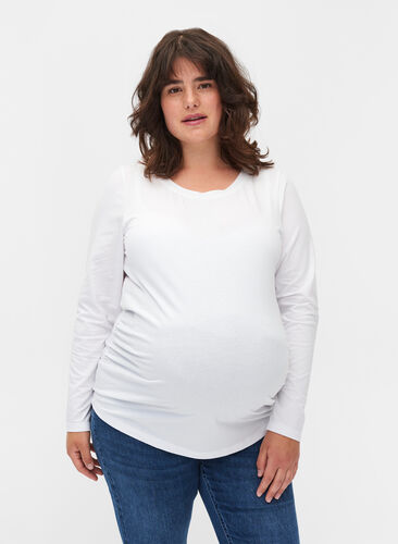 Basis graviditets bluse med lange ærmer, White, Model image number 0
