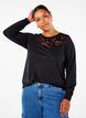 Sweatshirt med blondedetalje, Black, Model image number 0