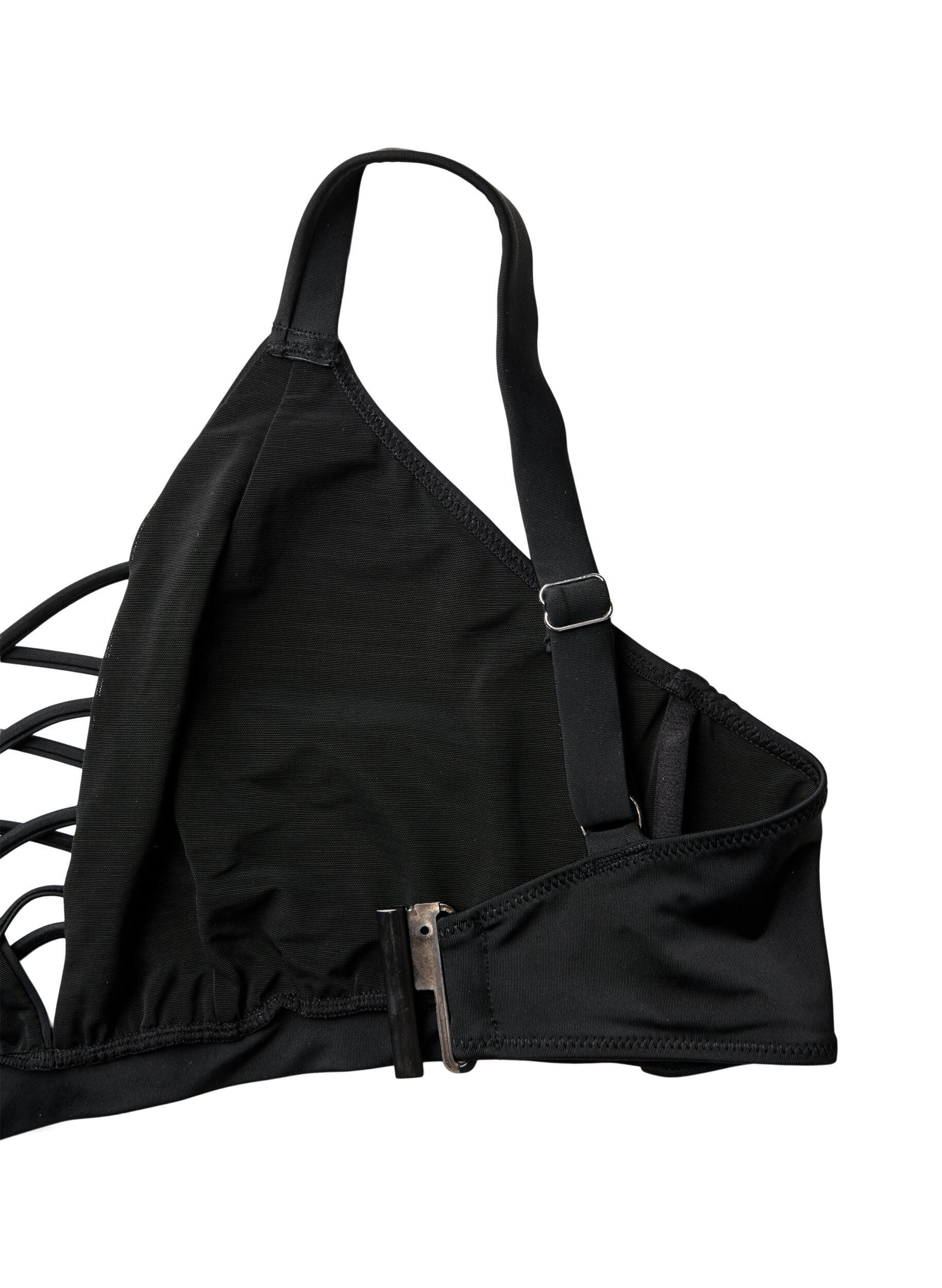 Zizzi Bikini overdel med stringdetalje, Sort, Packshot image number 3