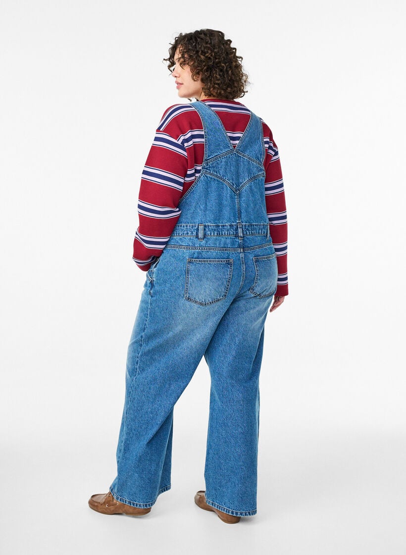 Denim-overalls med brede ben, Bl&aring;, Model image number 1