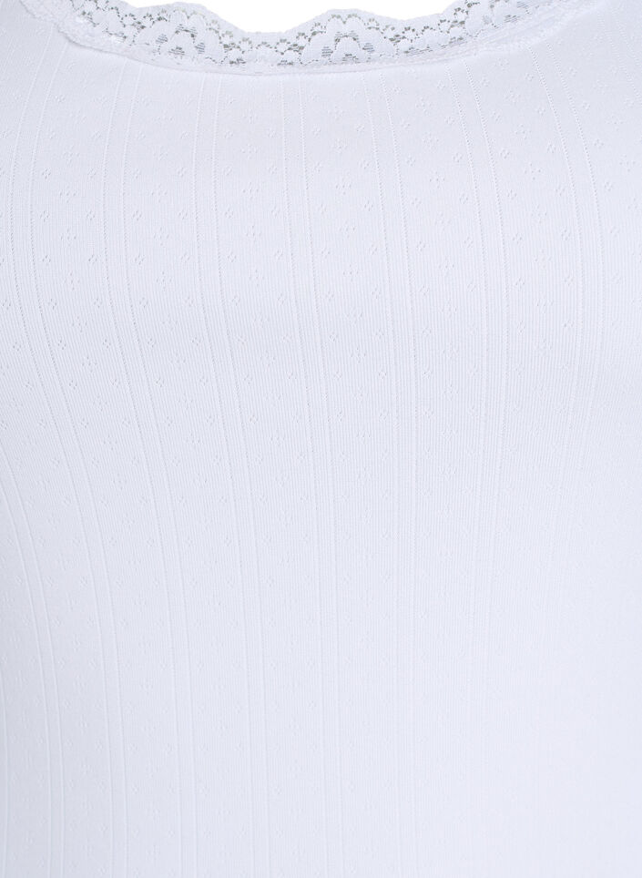 Tanktop med blondekanter og hulm&oslash;nster, Hvid, Packshot image number 2