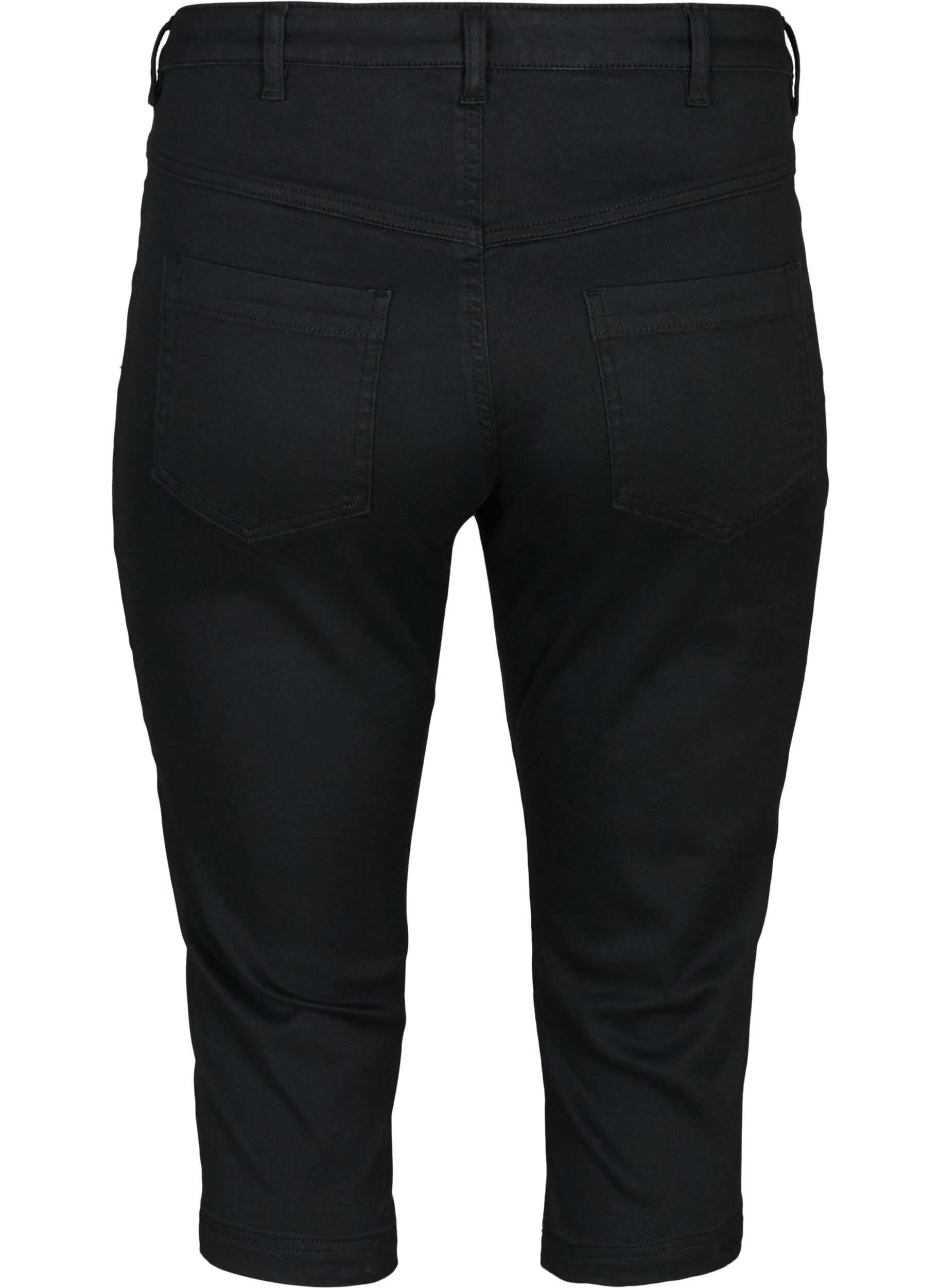 Zizzi H&oslash;jtaljede Amy capri jeans med super slim fit, Sort, Packshot image number 1
