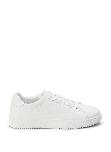 Wide fit læder sneakers, White, Packshot image number 0