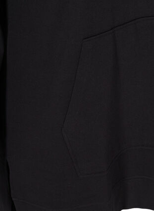 Langærmet sweatkjole med hætte og lomme, Black, Packshot image number 3