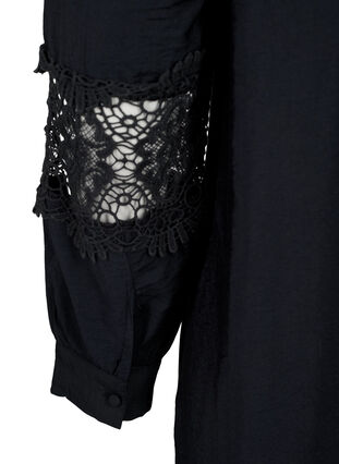 Kjole i viskose med crochetdetaljer, Black, Packshot image number 3