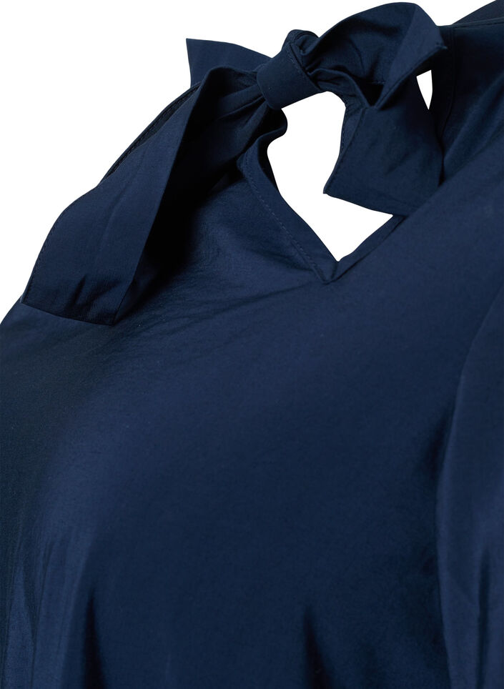 Langærmet viskosekjole med sløjfe, Total Eclipse, Packshot image number 2