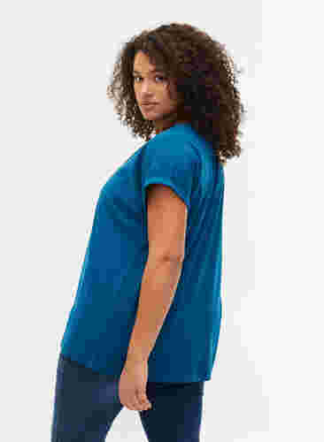 Kortærmet t-shirt i bomuldsblanding, Petrol Blue, Model image number 1