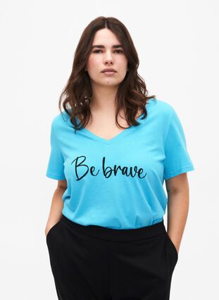 Bomulds t-shirt med korte ærmer, Blue Atoll W. Be, Model image number 0