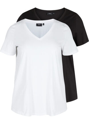 2-pak basis bomulds t-shirt, Bright White, Packshot image number 0