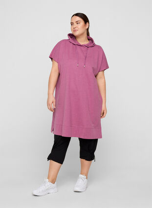 Lang sweatshirt med korte ærmer, Grape Nectar Melange, Model image number 2