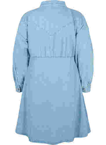Denimkjole med knapper og lange ærmer, Light blue denim, Packshot image number 1