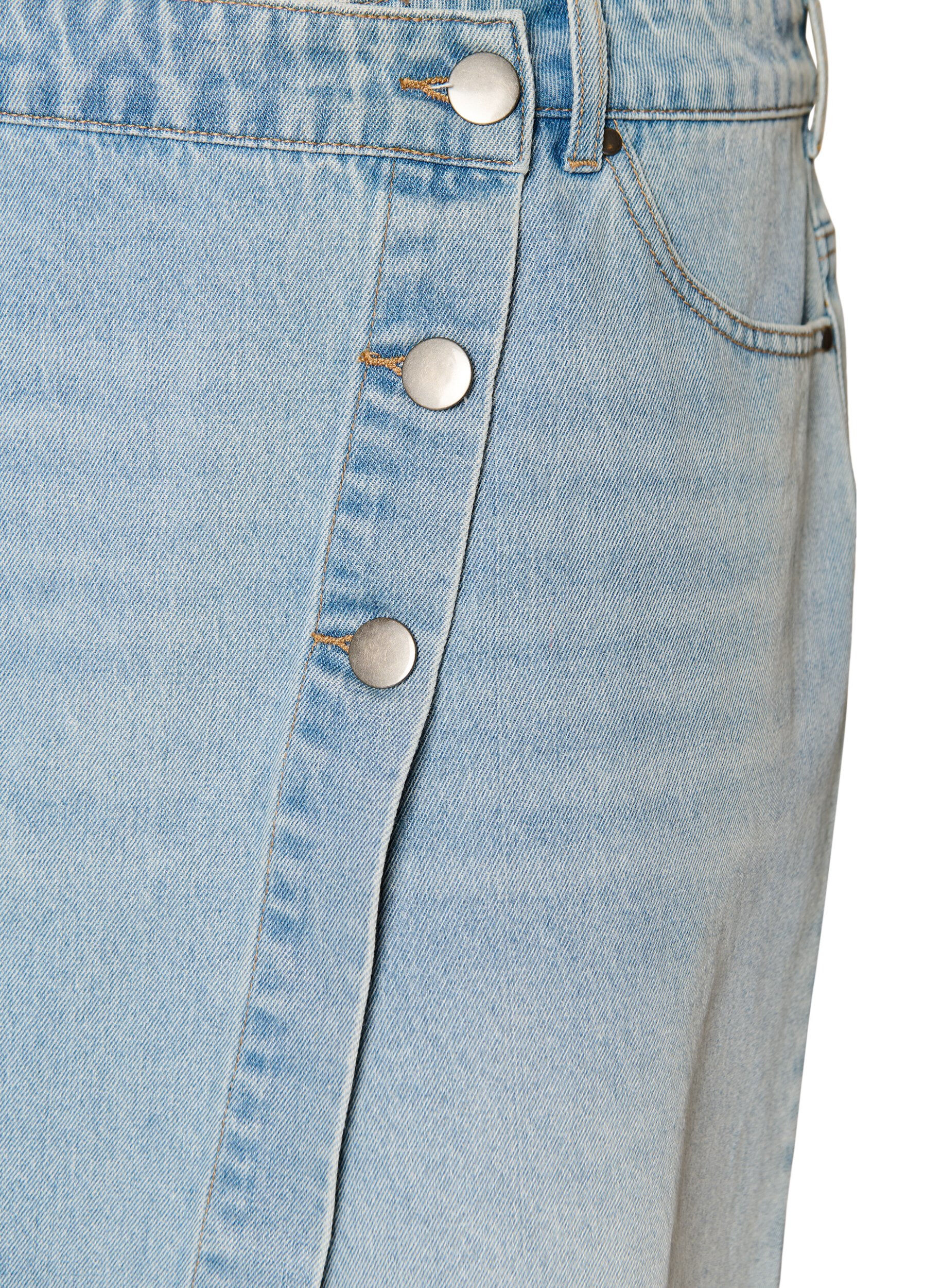 ZizziDenimskorts med sl&aring;-om-effekt og h&oslash;j talje, Bl&aring;, Packshot image number 2