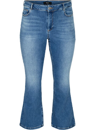 Ellen bootcut jeans med høj talje, Blue denim, Packshot image number 0