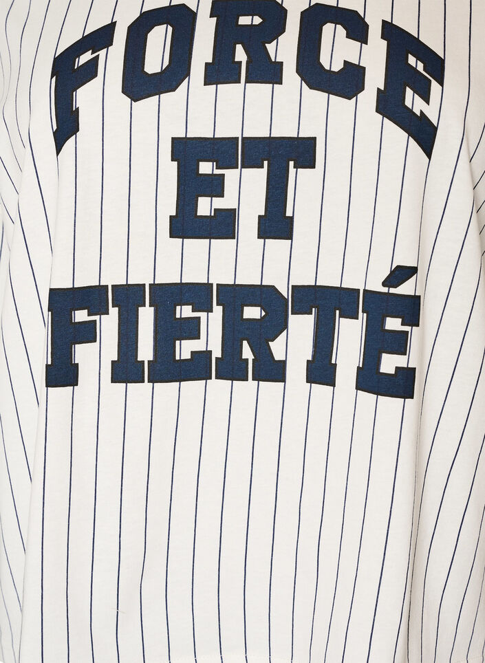 Boxy T-shirt med striber og statement-print, Hvid, Packshot image number 2